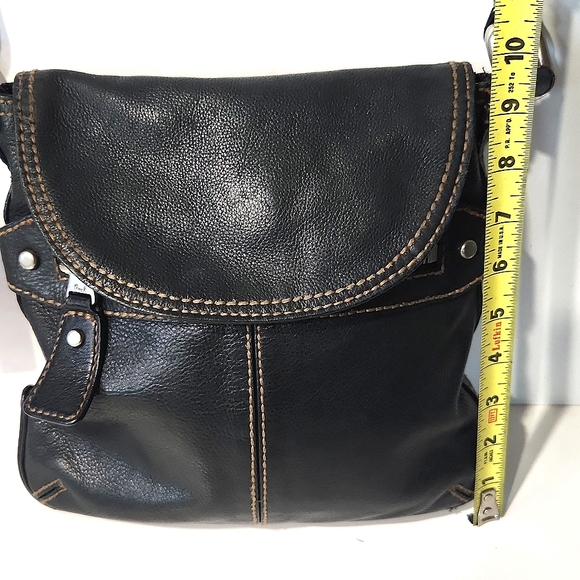 Fossil Vintage Black Pebbled Leather Crossbody Shoulder Bag Purse EUC - Picture 12 of 16